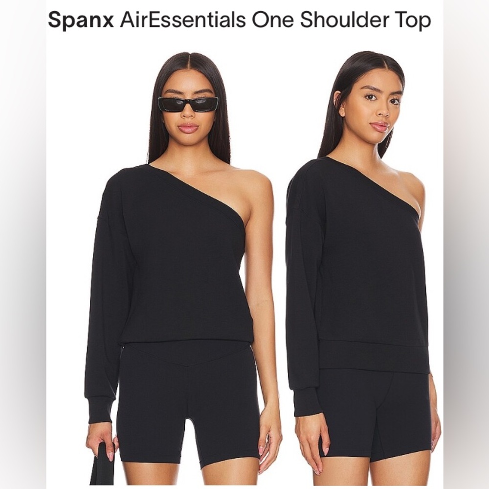 Spanx Aire Black One Shoulder Top